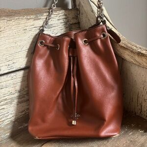 Guess Drawstring Bucket Bag Brown